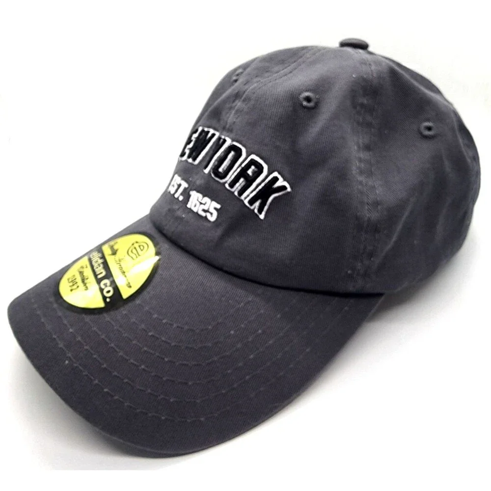 New York City NYC Embroidered Baseball Cap Black Faded Hat Est. 1625
